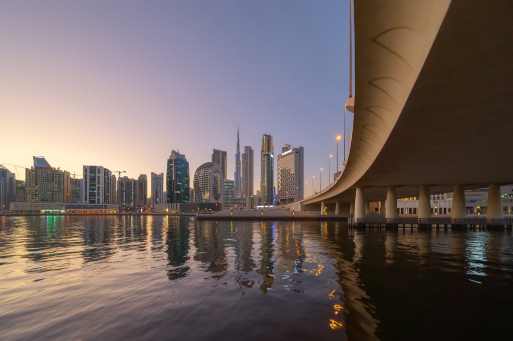 Dubai Downtown skyline, United Arab Emirates or UAE. Urban city.